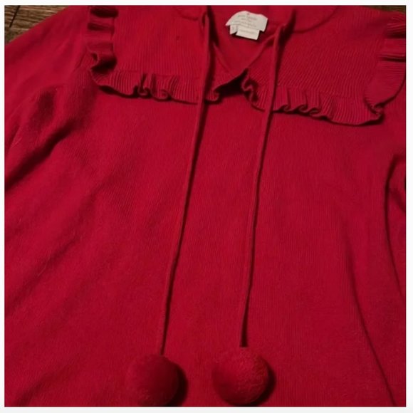 Kate Spade Pom Pom Wool and Cashmere Sweater in RED size small - Picture 7 of 8